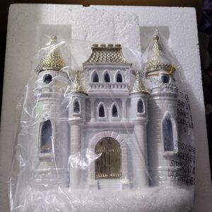 Shimmering Silver Castle Cake Topper